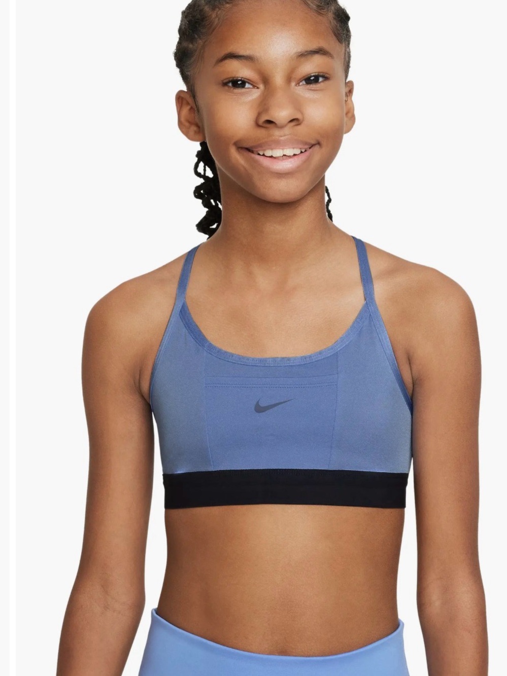 Kids' Dri-FIT Indy Metallic Periwinkle Sports Bra - small